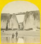 Newgate Bridge from beach 1868 